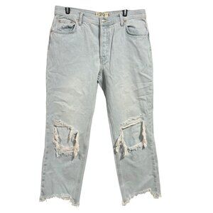 Free People We the Free Maggie Mid-Rise Straight Leg Distressed Jeans NWOT Sz 29